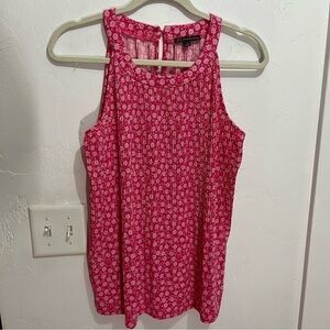 Adrianna Papell Pink Floral Accordion Pleated Sleeveless Top Small